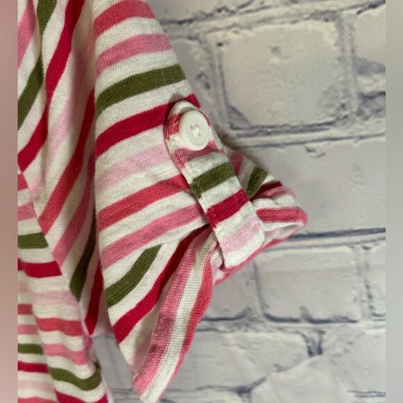 Talbots Pink Red Green Striped Preppy Classic Beachy Vacation Comfy Tshirt S - Picture 4 of 9